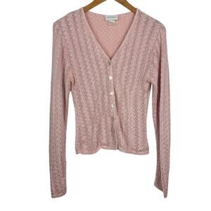 Pink Knit Cardigan Sweater Vintage Small Baby Pink